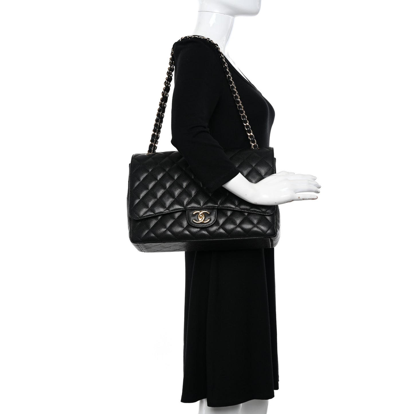 Caviar Quilted Maxi Double Flap Black