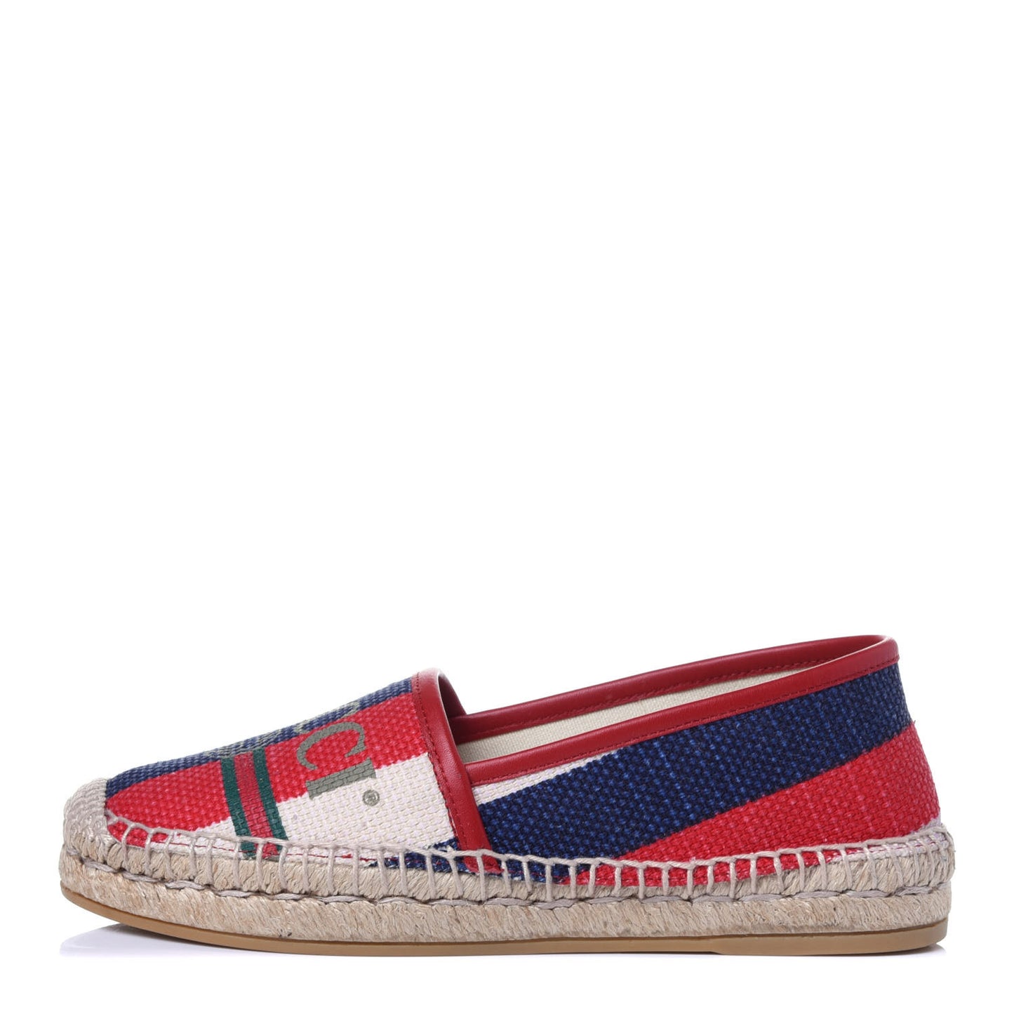 Canvas Sylvie Stripe Logo Womens Espadrilles 34.5 Mystic White Hibiscus Red Maritime
