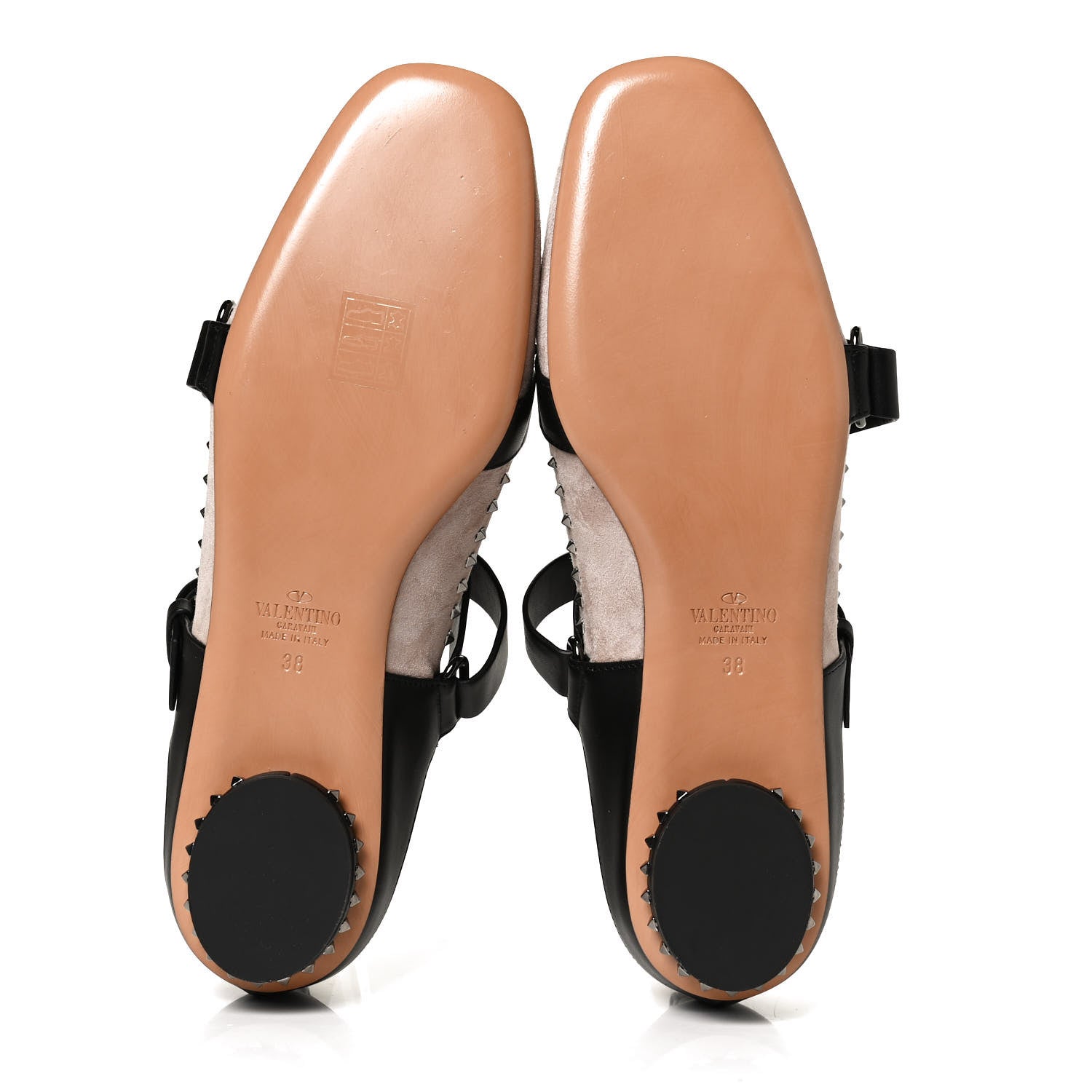 Valentino Garavani Suede Rockstud Strappy Ballet Flats 38 Poudre Black 7 of 9