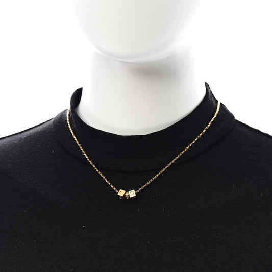 Crystal CD Cube Pendant Necklace Gold
