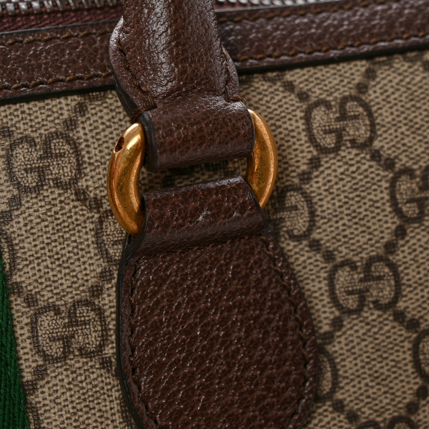 GG Supreme Monogram Textured Dollar Calfskin Web Medium Ophidia Carry-On Duffle Bag Beige Ebony New Acero