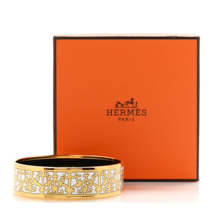 Hermes Enamel Printed Wide Balcons du Guadalquivir Bracelet 65 Gold 6 of 6