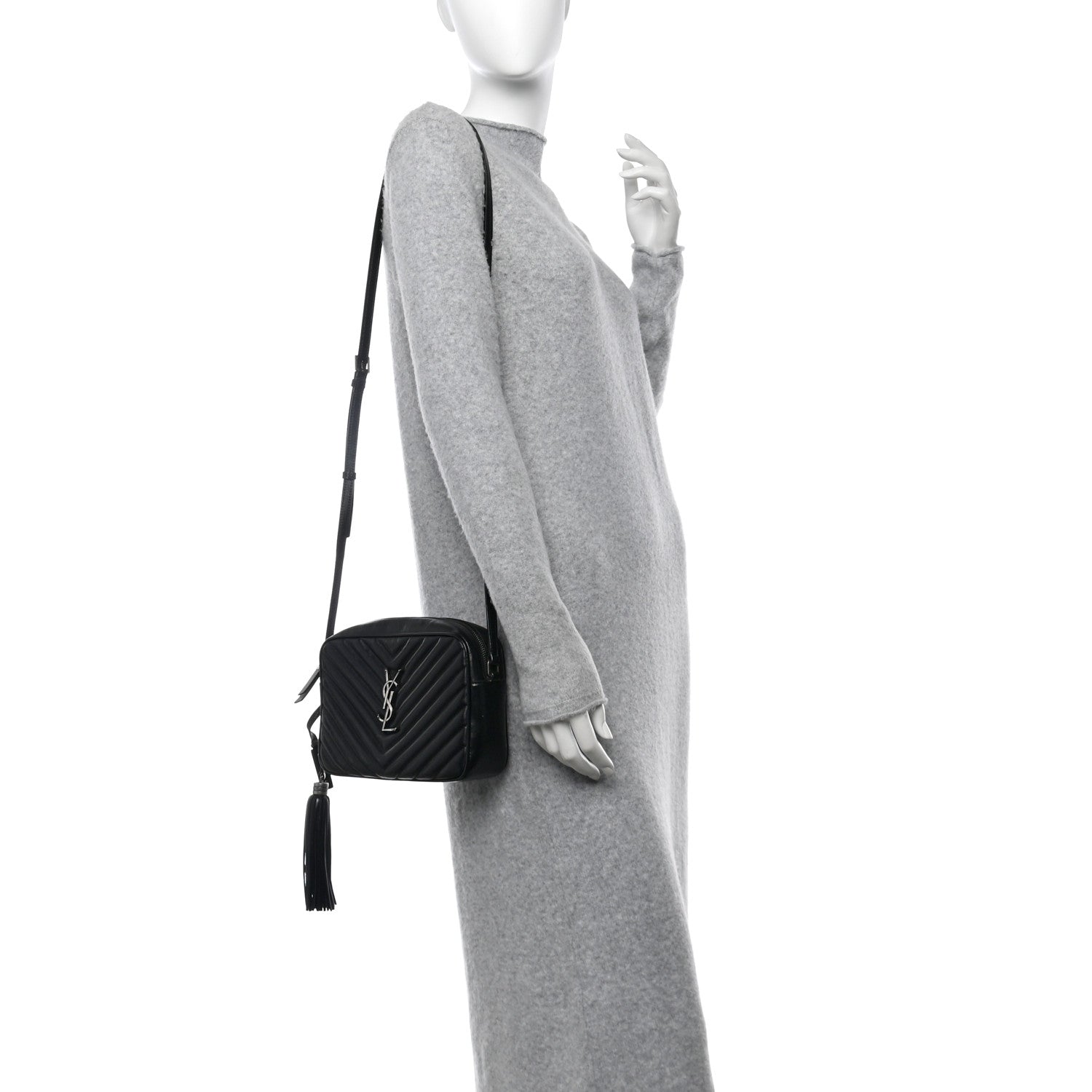 Saint Laurent Calfskin Matelasse Monogram Lou Camera Bag Black 2 of 10