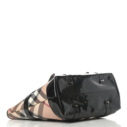 Burberry Patent Supernova Check Medium Denham Tote Black 4 of 11