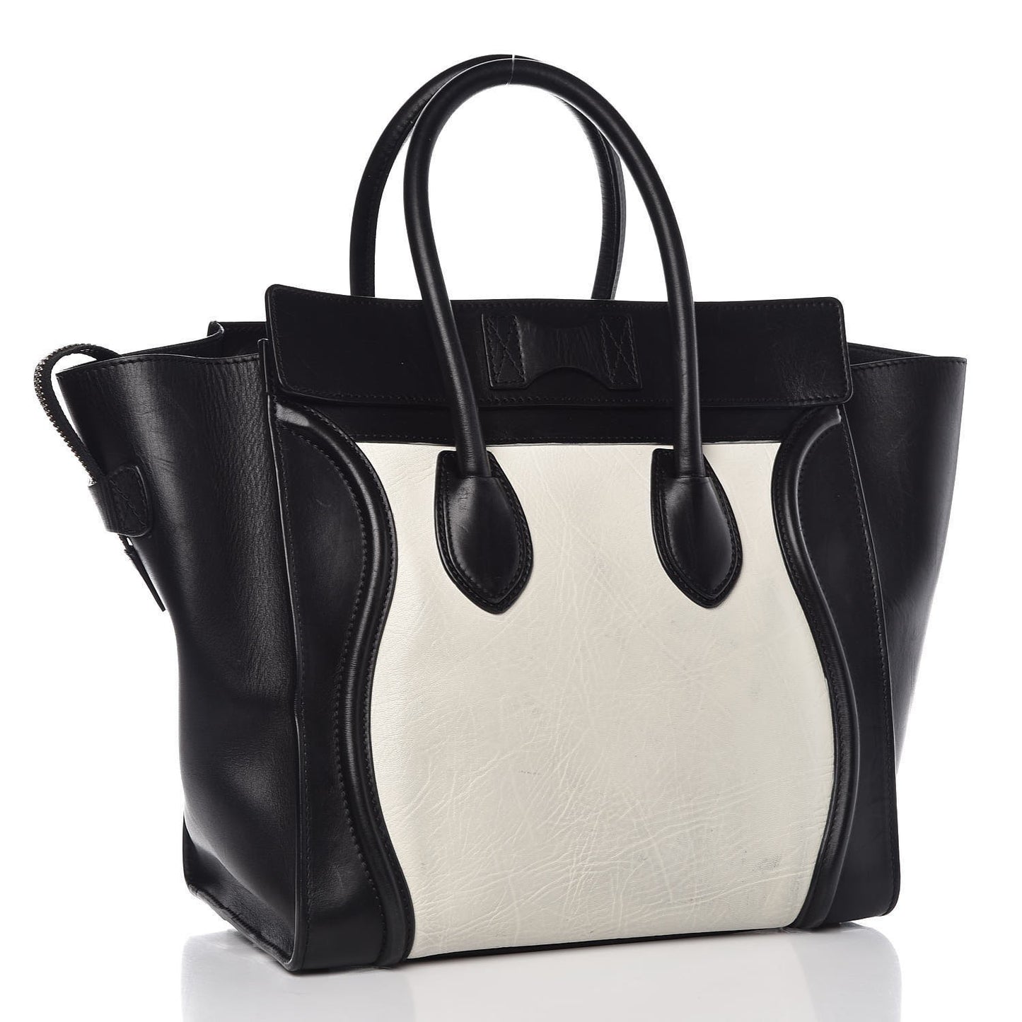 Elephant Calfskin Mini Bi-Color Luggage Black White