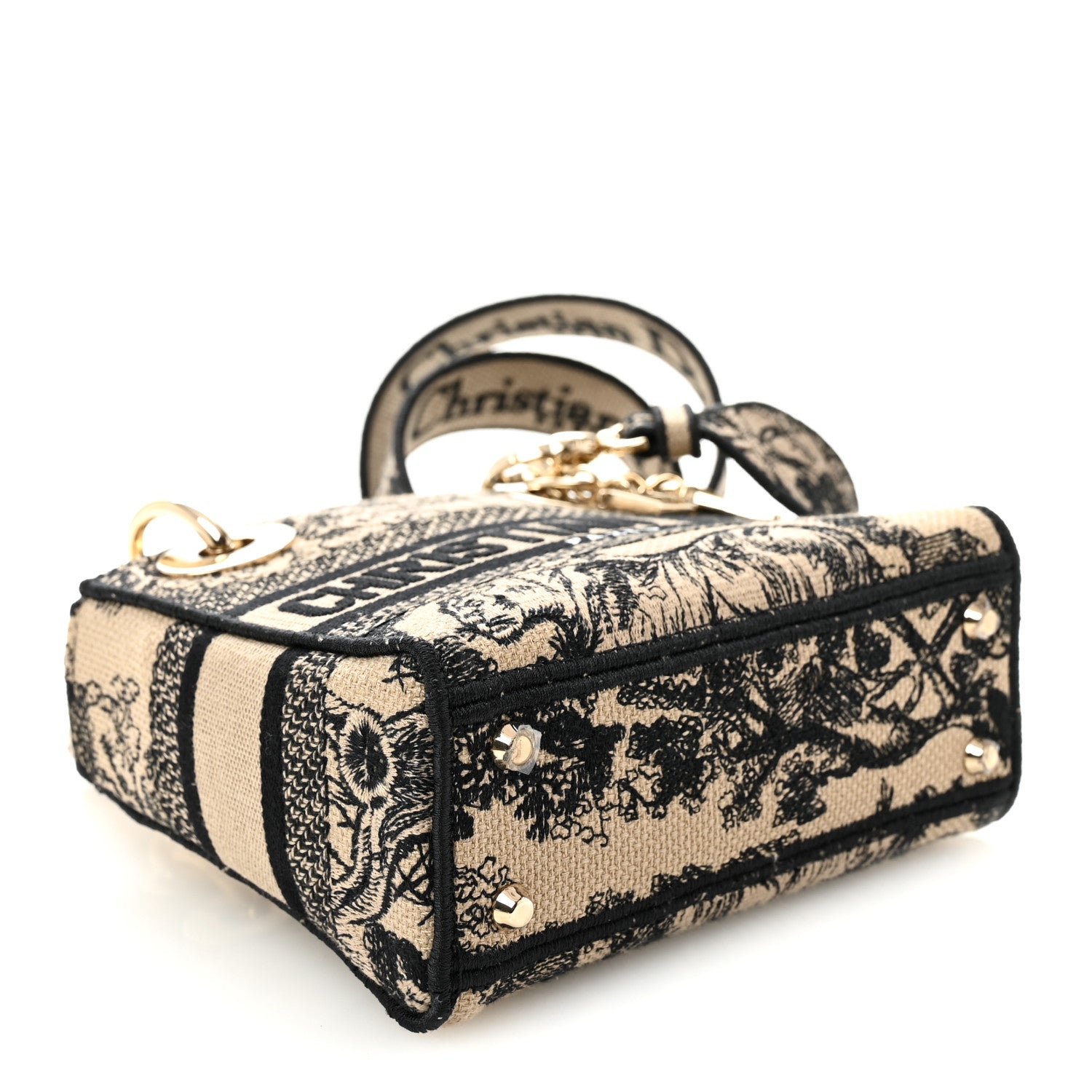 Christian Dior Canvas Toile De Jouy Embroidered Mini Lady D-Lite Brown Multicolor 4 of 11