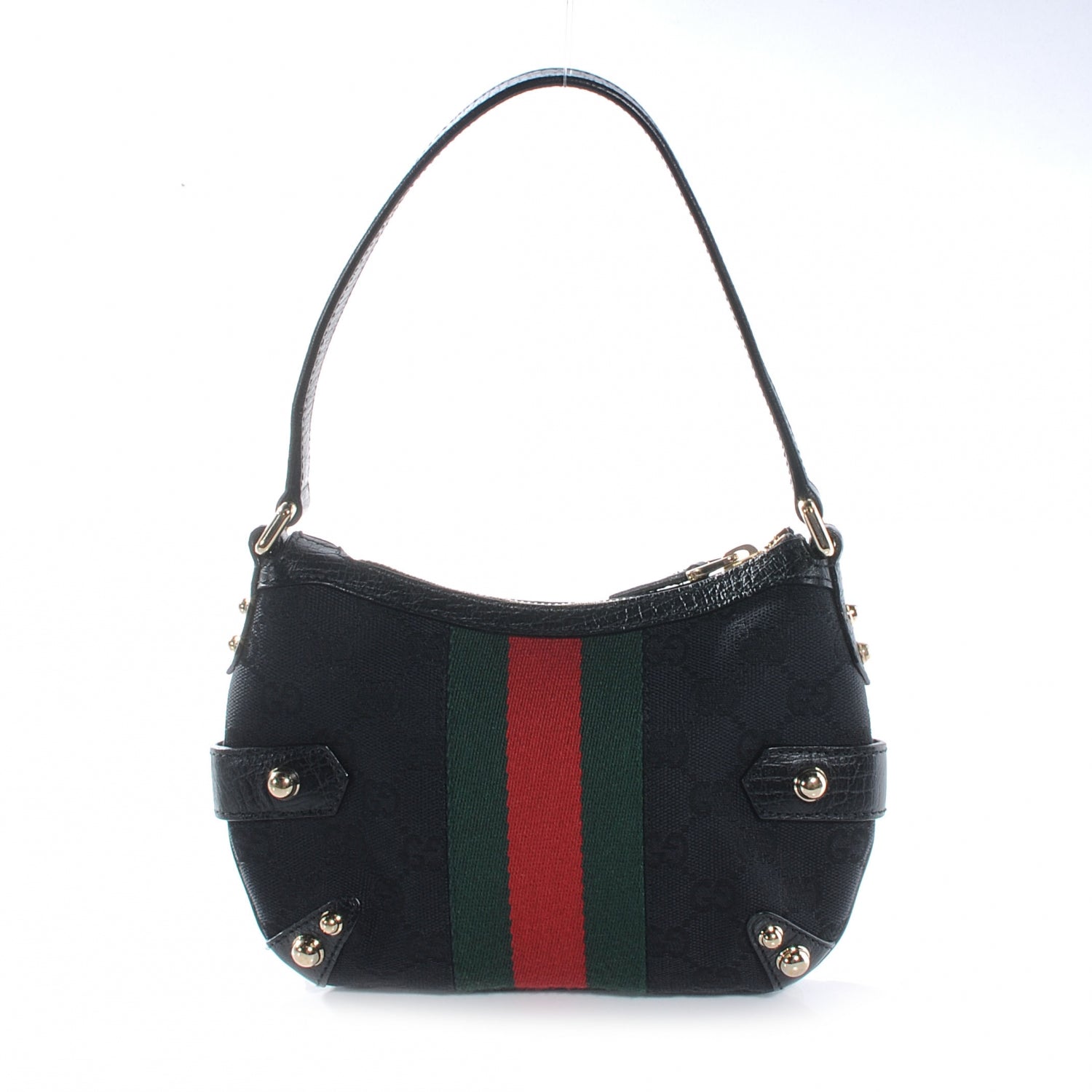 Gucci Monogram Small Horsebit Web Handbag Black 4 of 8