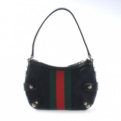 Gucci Monogram Small Horsebit Web Handbag Black 4 of 8