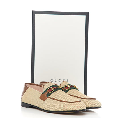 Gucci Canvas Malaga Kid Web Womens Horsebit Brixton Loafers 36.5 Sand Light Cuir 9 of 9