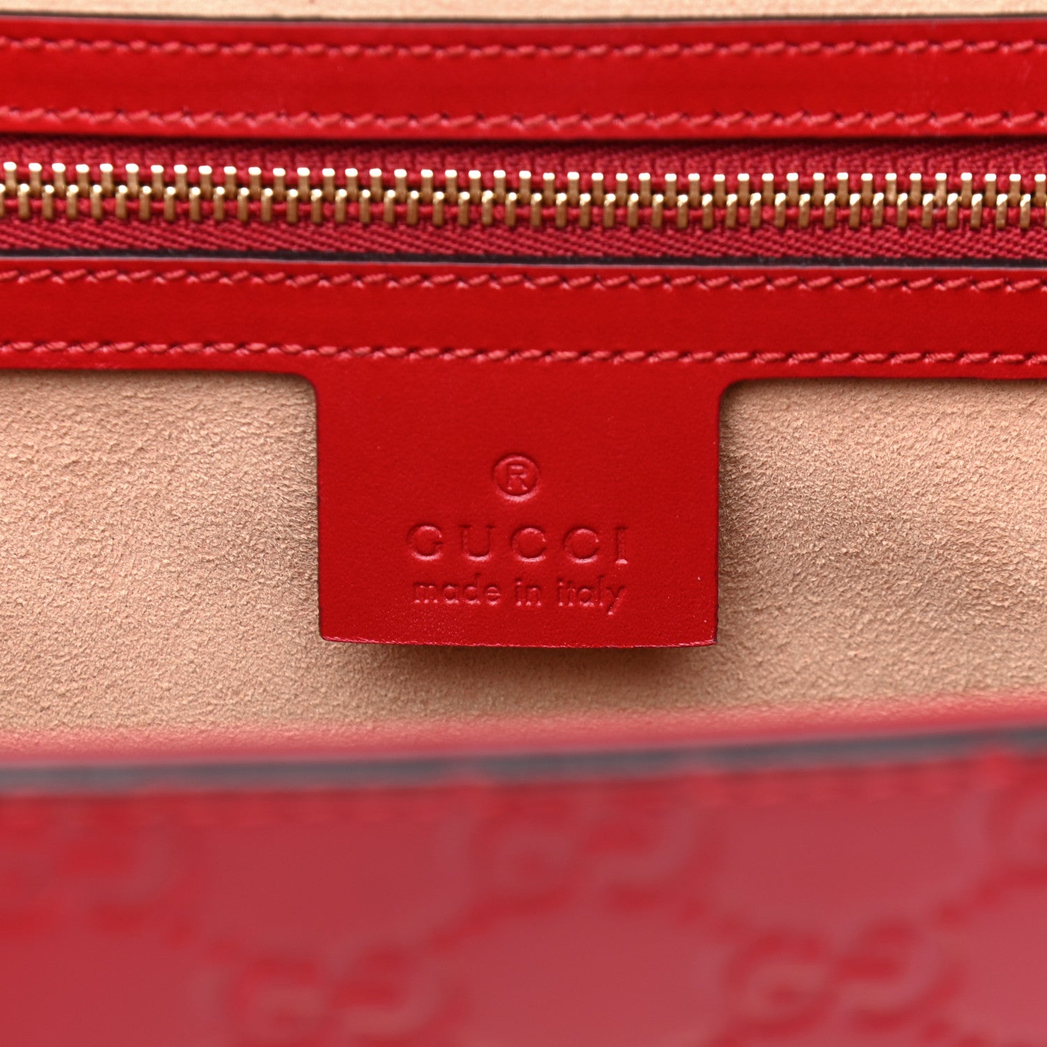 Gucci Guccissima Signature Medium Padlock Top Handle Bag Hibiscus Red 4 of 6