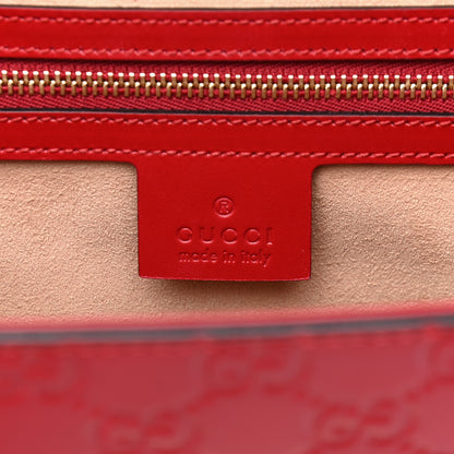 Gucci Guccissima Signature Medium Padlock Top Handle Bag Hibiscus Red 4 of 6
