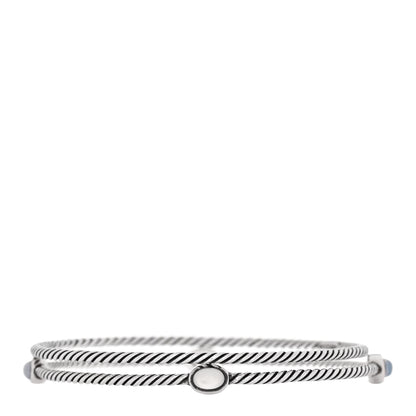 David Yurman Sterling Silver Moon Quartz Color Classics Cable Bangle Bracelet Set of 2 2 of 3