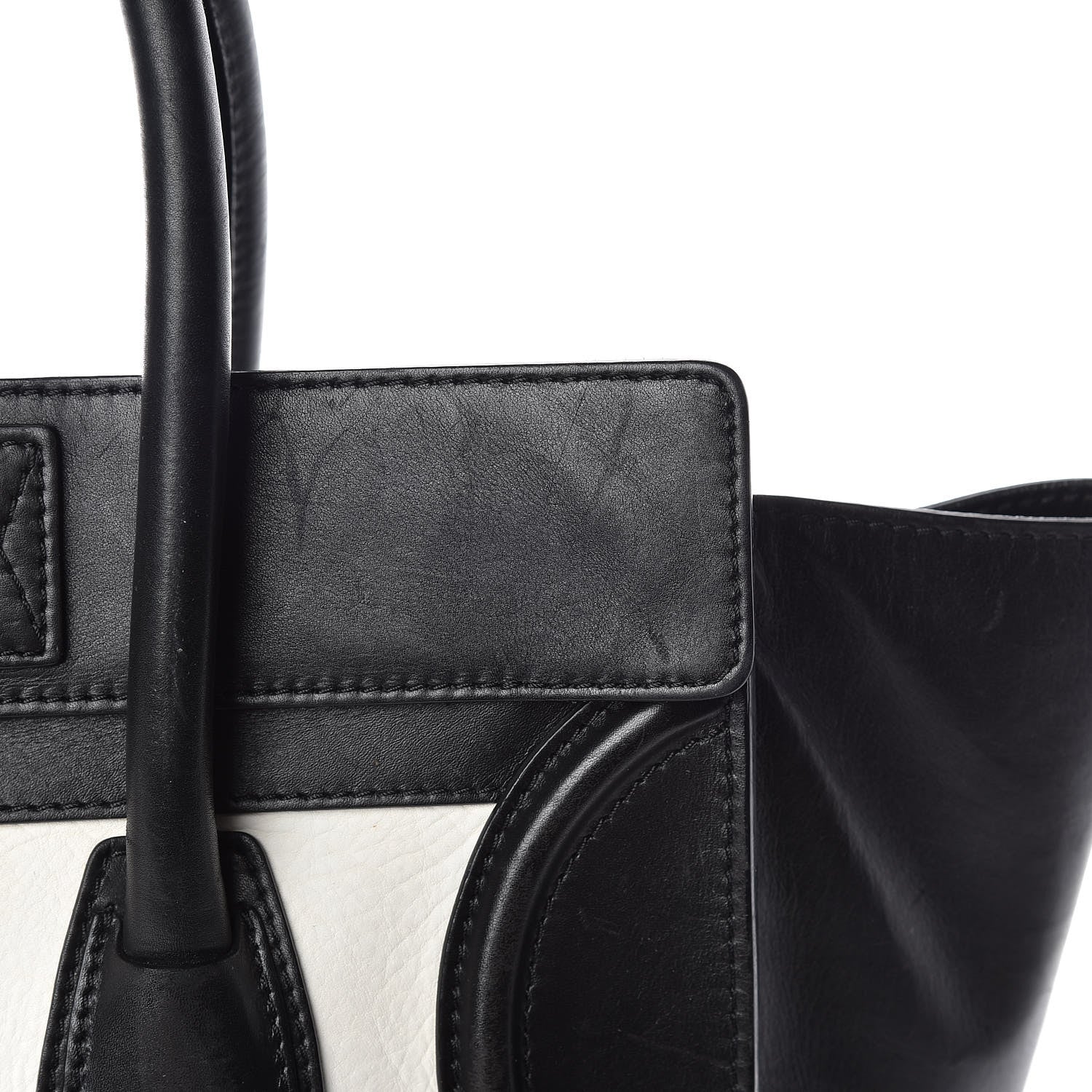 Celine Smooth Calfskin Shrunken Lambskin Mini Bi-Color Luggage Black White 25 of 31