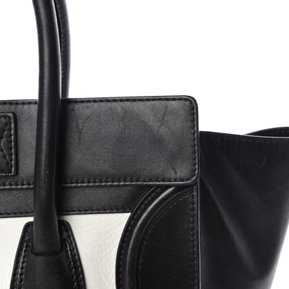 Celine Smooth Calfskin Shrunken Lambskin Mini Bi-Color Luggage Black White 25 of 31