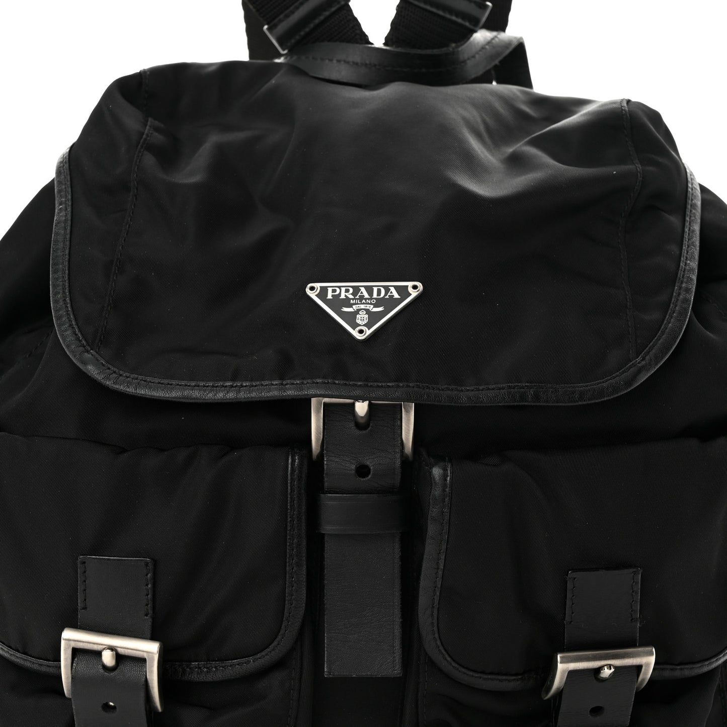 Tessuto Nylon Calfskin Medium Backpack Black
