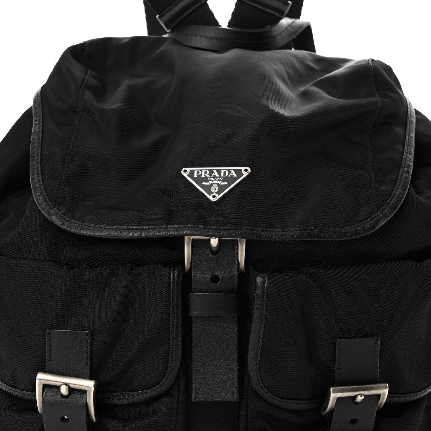Prada Tessuto Nylon Calfskin Medium Backpack Black 8 of 12