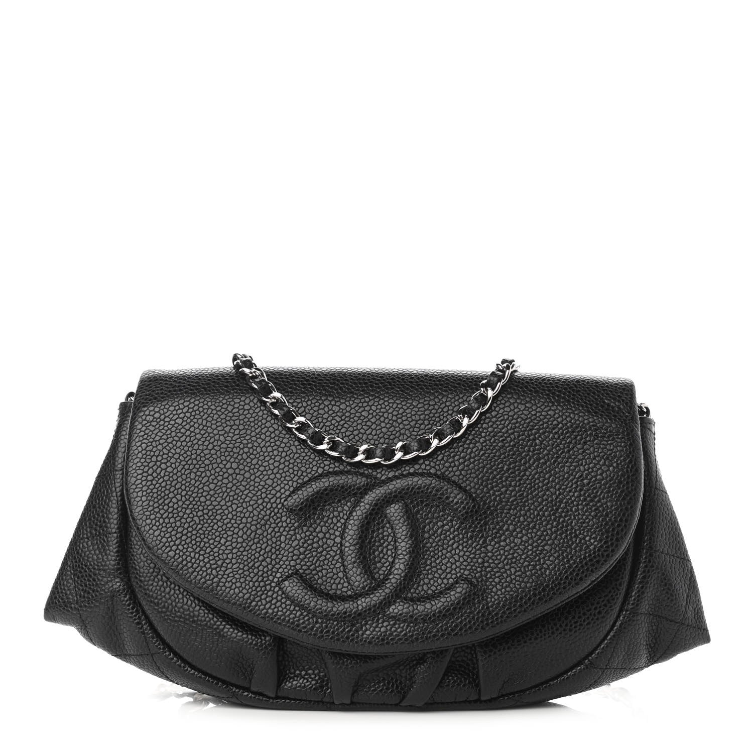 Chanel Caviar Half Moon Wallet On Chain WOC Black 1 of 22