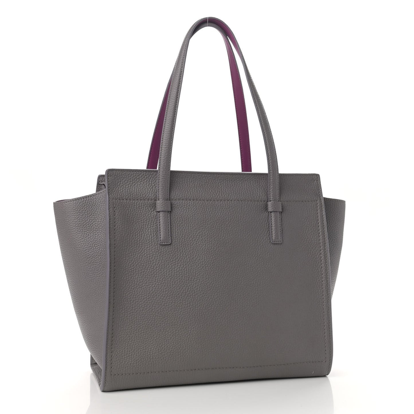 Hammered Calfskin Double Handle Medium Amy Tote Grey