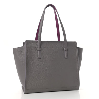 Salvatore Ferragamo Hammered Calfskin Double Handle Medium Amy Tote Grey 3 of 10