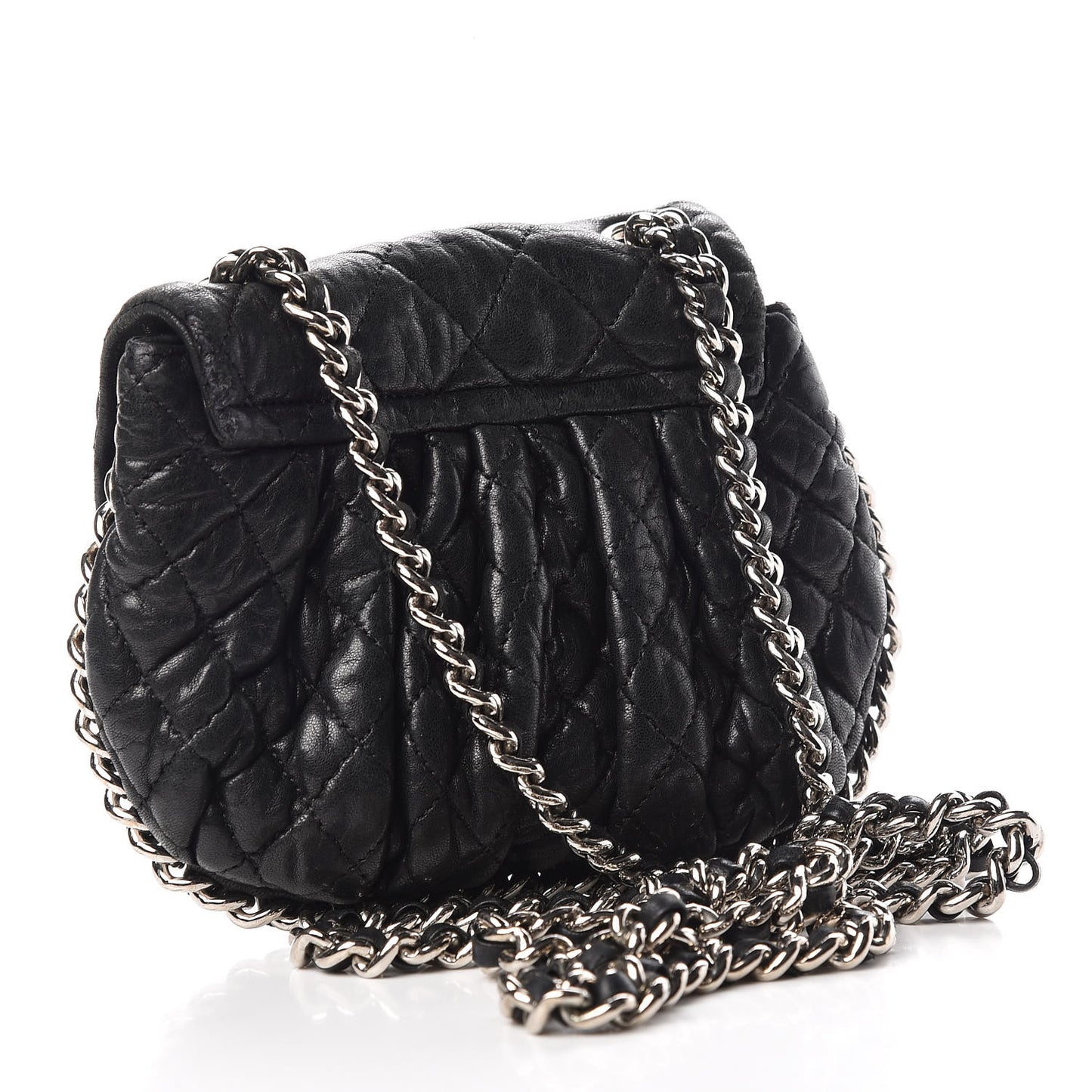 Washed Lambskin Mini Chain Around Messenger Black
