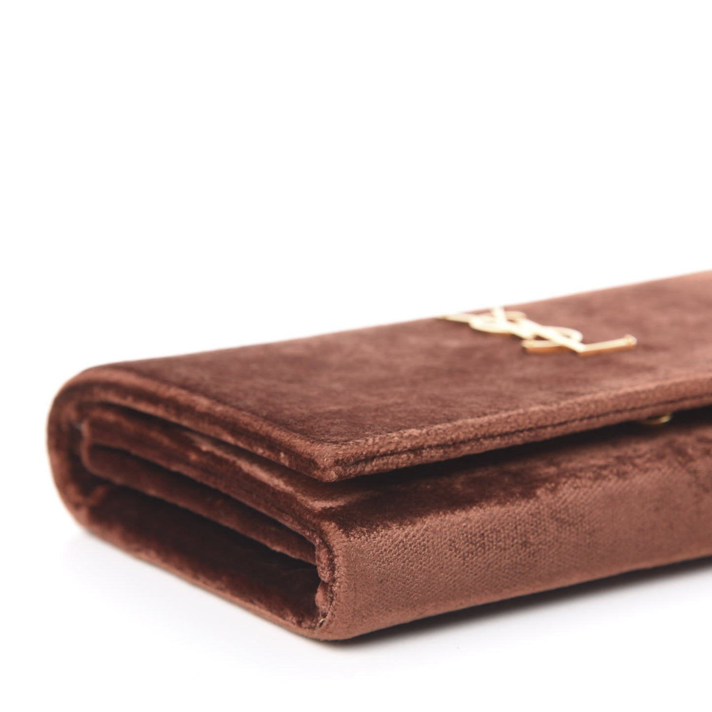 Textured Velour Monogram Chain Wallet Red Clay