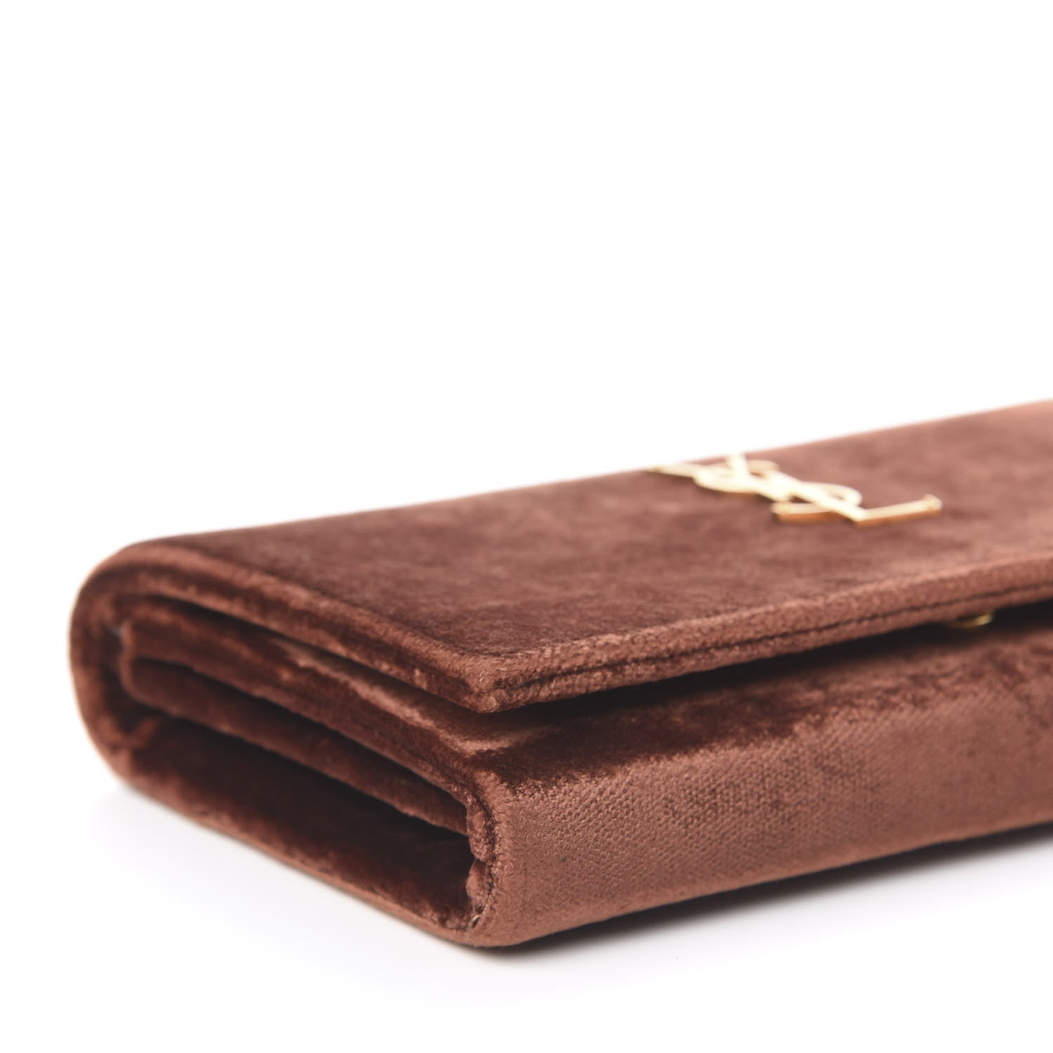 Saint Laurent Textured Velour Monogram Chain Wallet Red Clay 7 of 9