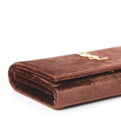 Saint Laurent Textured Velour Monogram Chain Wallet Red Clay 7 of 9