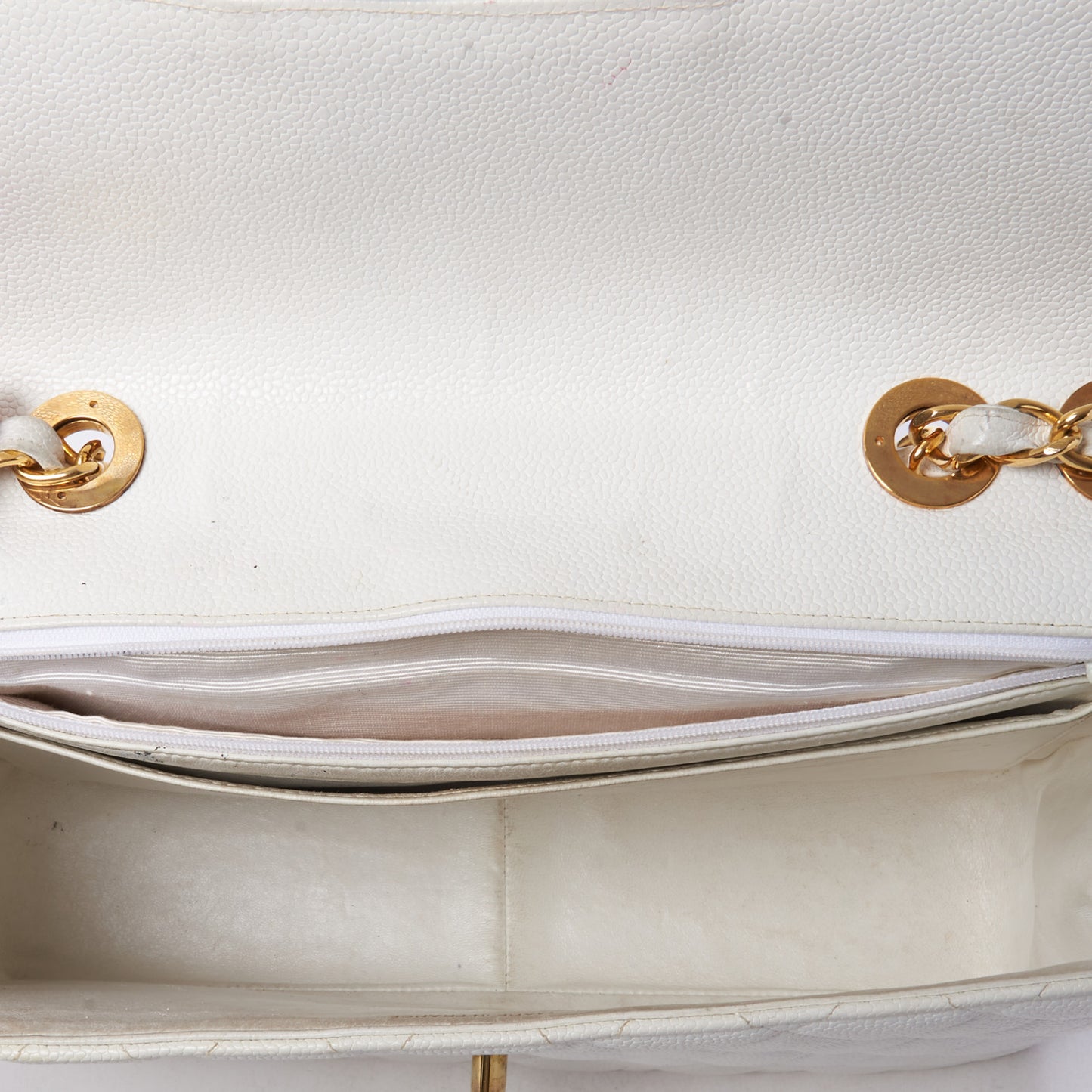 Caviar Quilted Jumbo Single Flap White