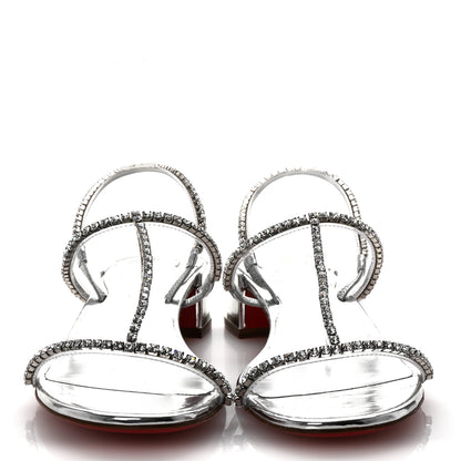 Christian Louboutin Specchio PVC Crystal Simple Queenie Sandals 39 Silver 3 of 9