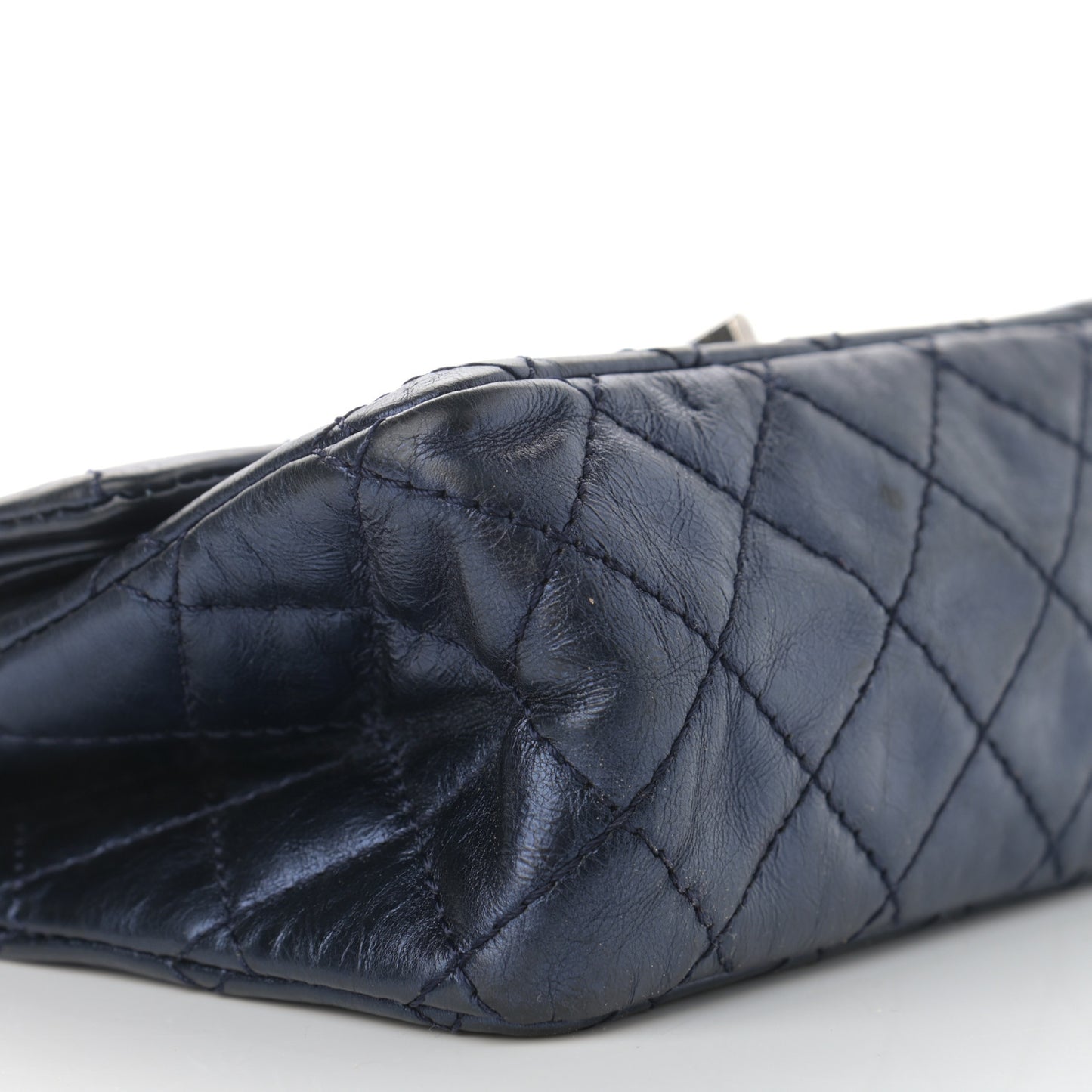 Metallic Aged Calfskin Quilted 2.55 Reissue 224 Flap Blue