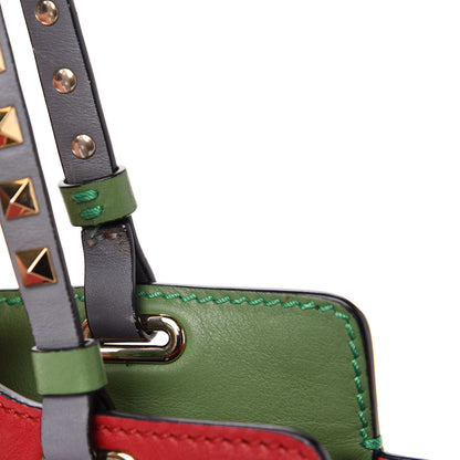 Valentino Garavani Vitello Colorblock Small Rockstud Tote Deep Rose Clover Grey Scarlet 14 of 18