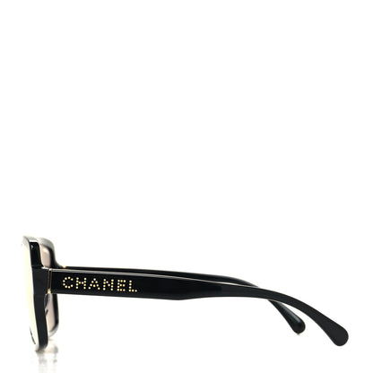 Chanel Square Sunglasses 71312A Black Gold Glitter 3 of 9