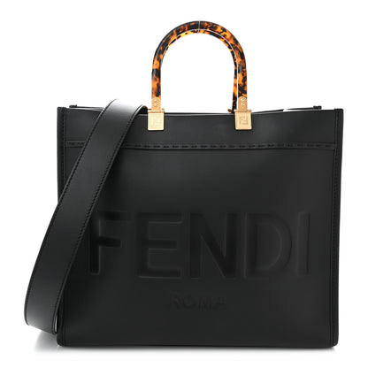 Fendi Vitello King Plexiglass Medium Fendi Sunshine Shopper Tote Black 1 of 11