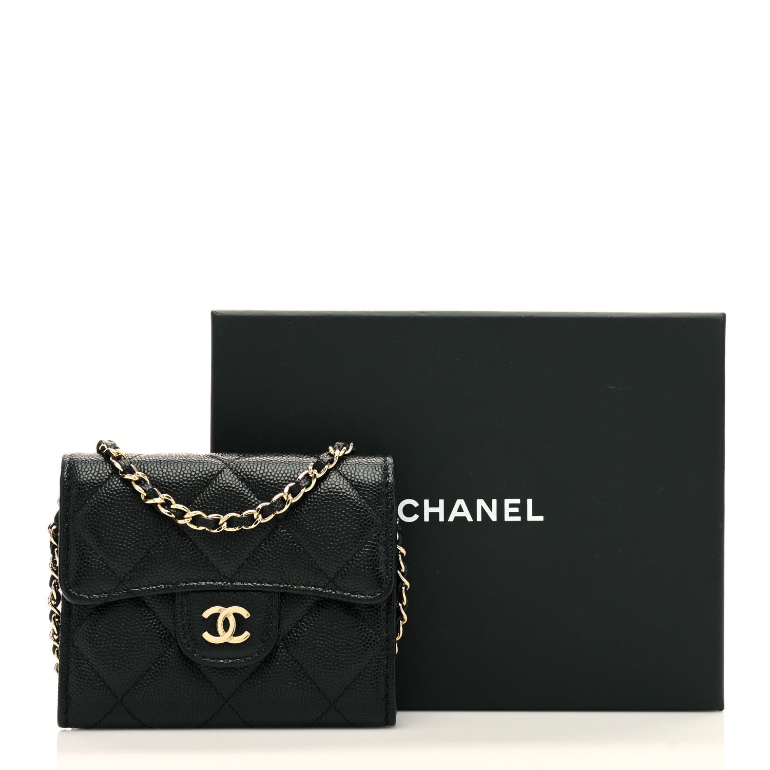 Chanel Caviar Quilted Flap Card Holder On Chain Black 8 of 8