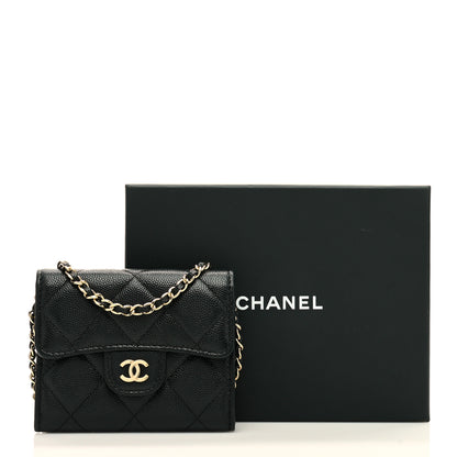 Chanel Caviar Quilted Flap Card Holder On Chain Black 8 of 8