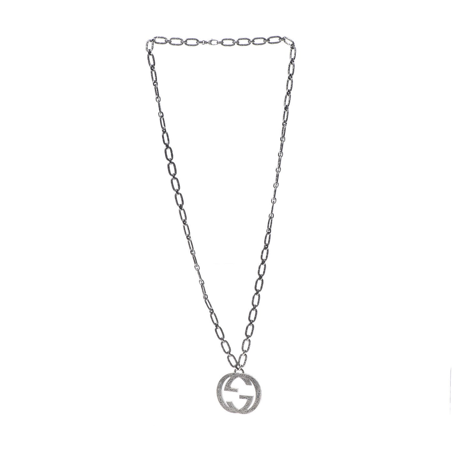 Sterling Silver Large Interlocking G Pendant Necklace