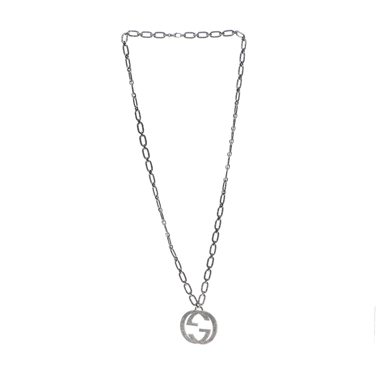 Gucci Sterling Silver Large Interlocking G Pendant Necklace 3 of 8