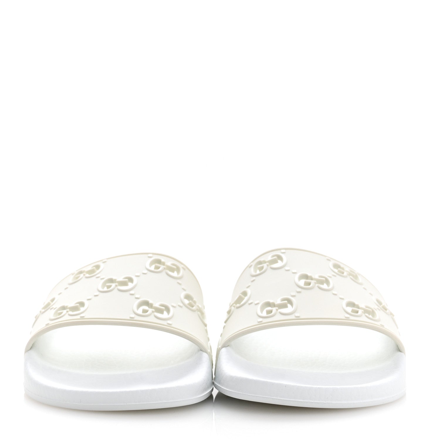 Gucci Rubber GG Monogram Perforated Womens Slide Sandals 38 Great White 3 of 8