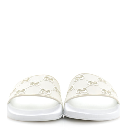 Gucci Rubber GG Monogram Perforated Womens Slide Sandals 38 Great White 3 of 8