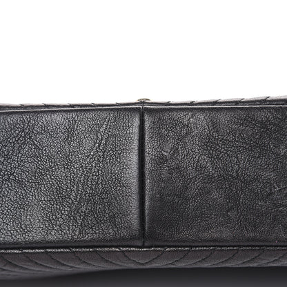 Chanel Calfskin Chevron Quilted Medium Surpique Flap Black 12 of 16
