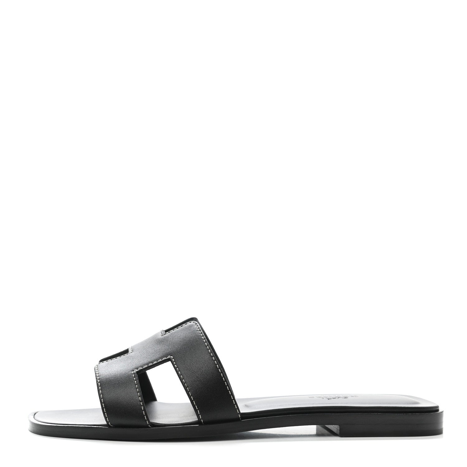 Hermes Box Calfskin Oran Sandals 37 Black 1 of 9