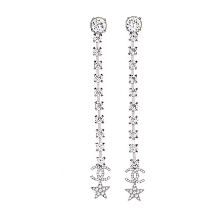 Chanel Crystal CC Drop Earrings Silver 1 of 4