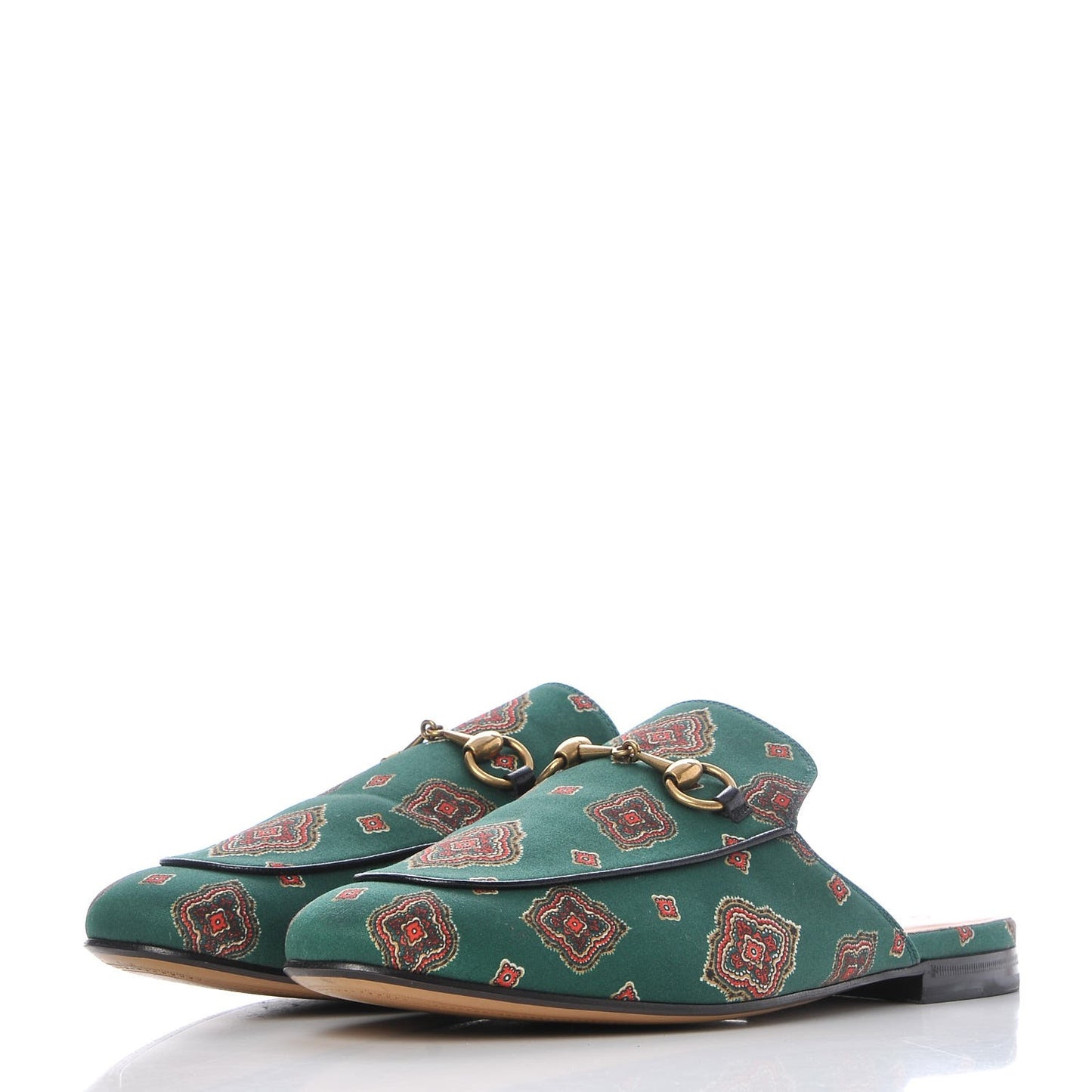 Satin Goatskin Jewel Highlands Printed Mens Princetown Slippers 8 Green