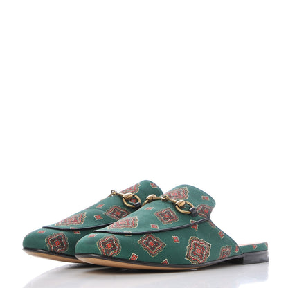 Gucci Satin Goatskin Jewel Highlands Printed Mens Princetown Slippers 8 Green 3 of 12