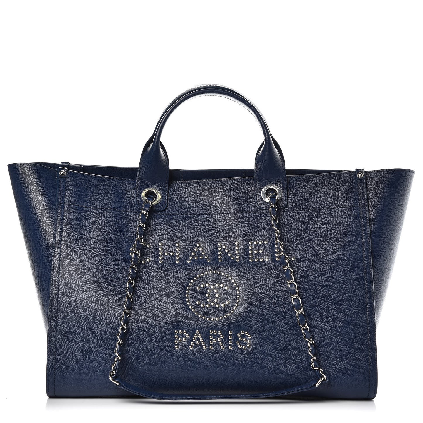 Caviar Medium Studded Deauville Tote Blue