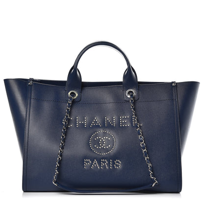 Chanel Caviar Medium Studded Deauville Tote Blue 1 of 8
