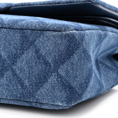 Chanel Printed Denim Quilted Medium Double Flap Dark Blue 9 of 10