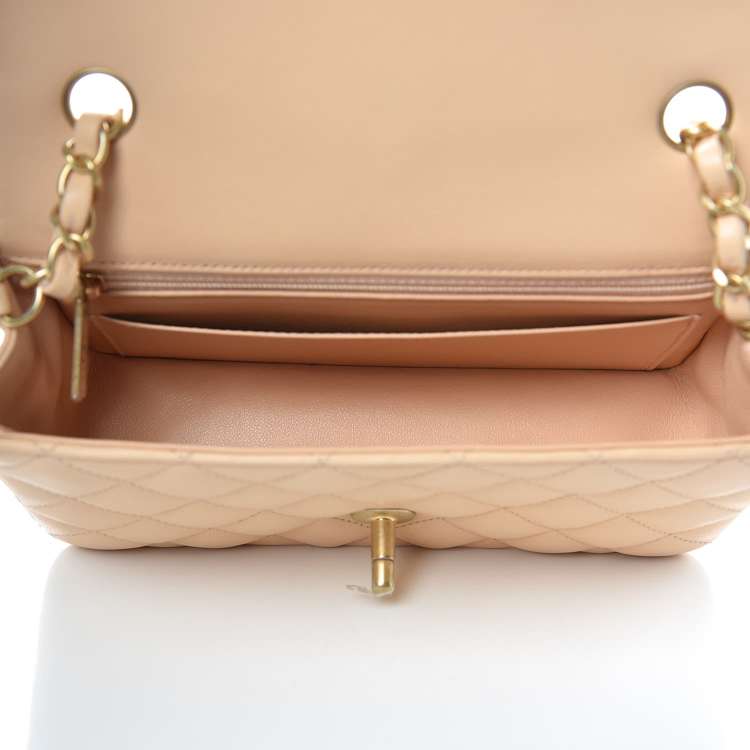 Chanel Lambskin Quilted Mini Rectangular Flap Beige 5 of 10