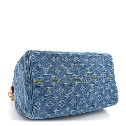 Louis Vuitton Monogram Denim Speedy Soft 30 Blue 4 of 10