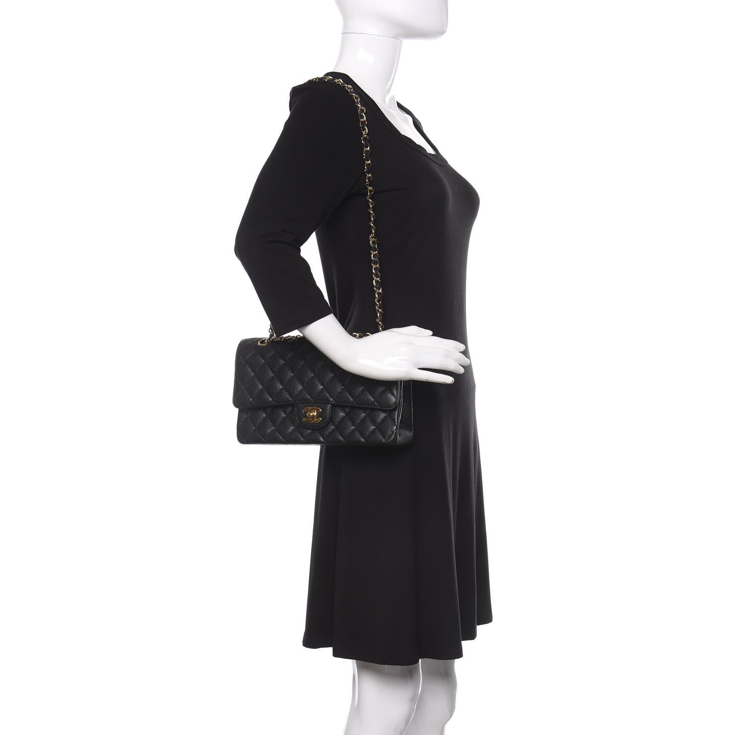 Chanel Caviar Quilted Medium Double Flap Black 2 of 12